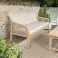 thumbnail image 2 of Arwen Modern Bohemian Roped Acacia Wood Outdoor Loveseat with Cushions, Beige/Light Teak, 2 of 8