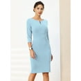 thumbnail image 2 of DARING DIVA Sheath Dress Zipper Neck Work Pencil Dresses S Blue, 2 of 6