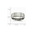 thumbnail image 6 of Mens Chisel 8mm Satin Stainless Steel Comfort Fit Grooved Brushed Wedding Band Ring for Men, 6 of 7