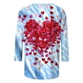 thumbnail image 4 of Women Heart Floral T Shirts Valentines Plus Size 3/4 Sleeve Tops Cute Holiday Print Basic Tee Shirt, 4 of 5