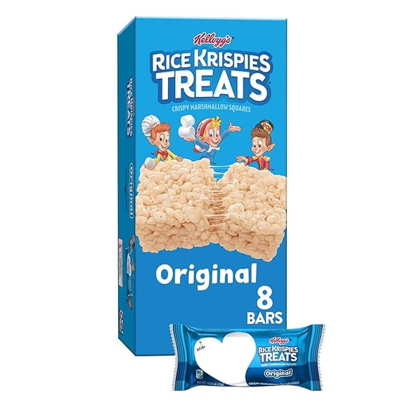 Pack of 1 Rice Krispies Treats Crispy Marshmallow Squares, Kids Snacks, Snack Bars, Original, 6.2oz Box (8 Bars)