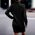 thumbnail image 4 of Lilgiuy Women Casual Solid Pullover Long Sleeve Round-Neck Sweater Dress Black Fall Dresses for 2022 Spring Winter, 4 of 5