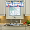 thumbnail image 2 of Yayeee Kitchen Valance Rod Pocket 54" x 18" Living Room Window Curtain, Red Hand Drawn Sailboats, 2 of 6