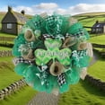 thumbnail image 5 of 15.7 Inch Happy St Patrick's Day Wreath for Front Door Green Leprechaun Mesh Wreath, Hanging Garland for Lucky Irish Party Wall Decoration, 5 of 9