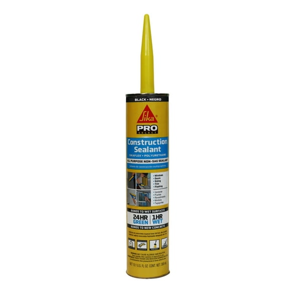 Sika Sikaflex Construction Sealant - Polyurethane, Paintable, Durable - 10.1 fl oz, Black