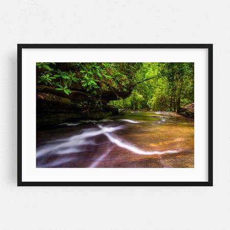 Carrick Creek Cascades - South Carolina Photography Nature Forest Waterfall Scenic Landscape Botanical Black Framed Wall Art Print 5 x 7 inches