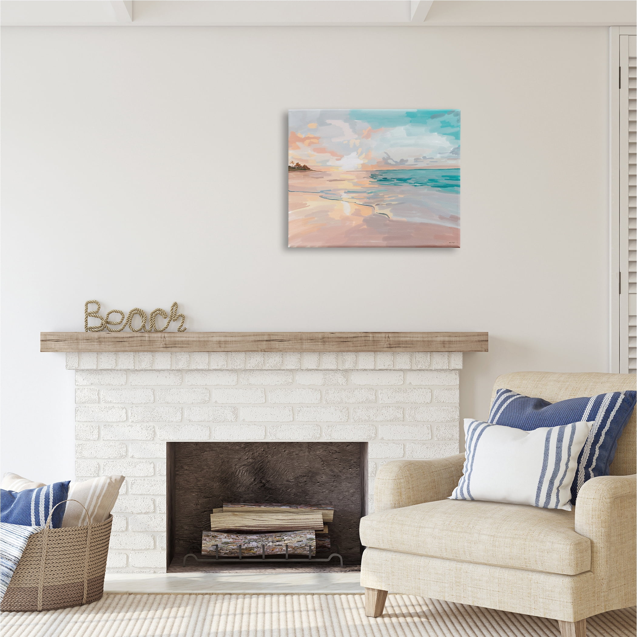 Stupell Industries Abstract Beach Sunset Nature Painting Gallery Wrapped Canvas Print Wall Art, 30 x 24
