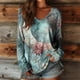 thumbnail image 1 of Uootdi Boho Tops for Women Ethnic Floral Printed Long Sleeve Shirts Vintage Lightweight Casual Loose Graphic Blouses Gift, 1 of 3