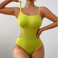 thumbnail image 5 of JGGSPWM Women's Backless Bodysuit with Open-Side Design Summer Solid Color Stretch Shaping Wear for Yoga and Everyday Outfits Yellow XXXL, 5 of 9