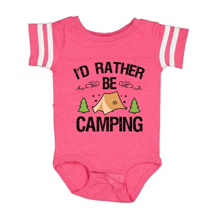 

Inktastic Id Rather Be Camping with Tent Trees and Stars Gift Baby Boy or Baby Girl Bodysuit