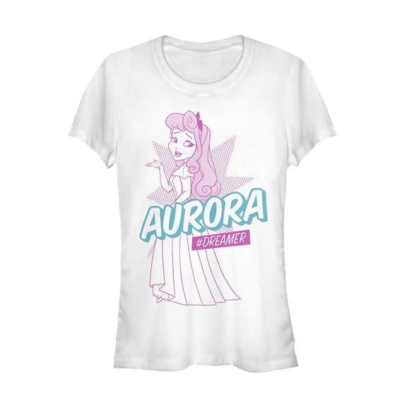 Junior's Sleeping Beauty Dreamer Pop Art  Graphic Tee White Small