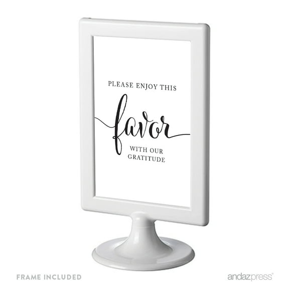 Please Enjoy Favor With Our Gratitude Black & White Framed Wedding Party Signs