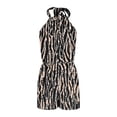 thumbnail image 4 of Women's Boho Floral Print Halter Romper Sleeveless Criss Cross Front Short Jumpsuit, 4 of 5