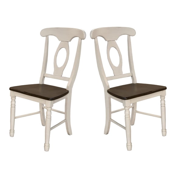 A-America British Isles Napoleon Dining Side Chair in Chalk and Cocoa (Set of 2)