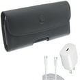 thumbnail image 1 of Leather Case Belt Clip w PD Type-C 25W Fast Home Charger for Samsung Galaxy A53 5G,A33 5G Phones - Holster Cover Loops Pouch, 6ft USB-C Cable Quick Power Adapter, 1 of 13