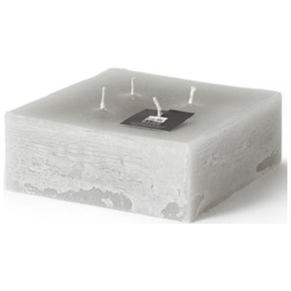 Contemporary Home Living 6" Linen White Square 4-Wick Pillar Candle