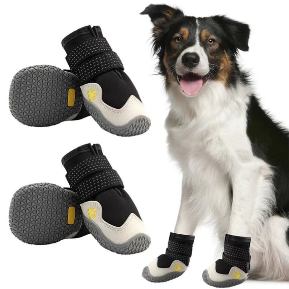 QenASHaing Dog Shoes for Large Small Medium Dogs, Waterproof Breathable Dog Booties and Paw Protectors with Reflective Straps, Hiking Boots for Hiking