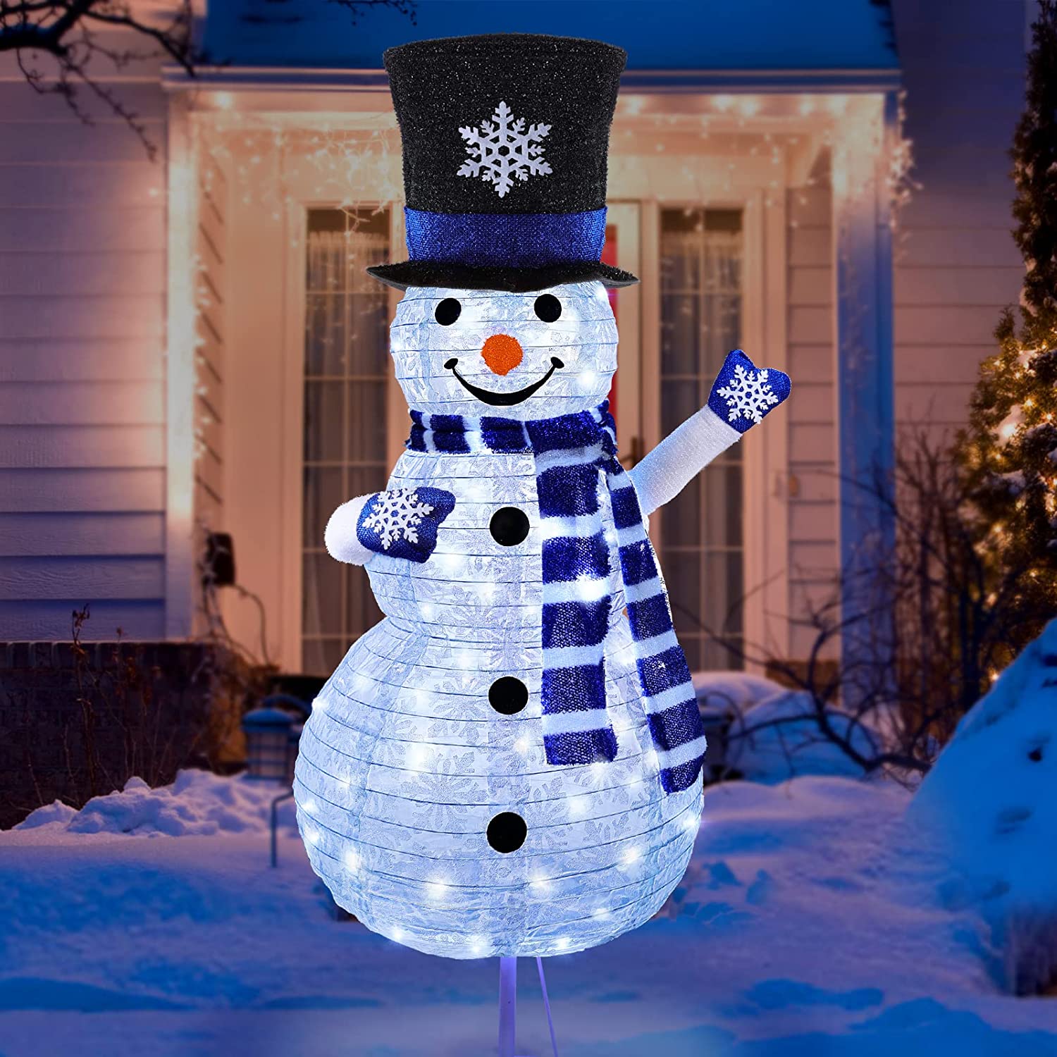 Snowman Outdoor Christmas Decorations, Snowman Boy with a Top Hat, Xmas