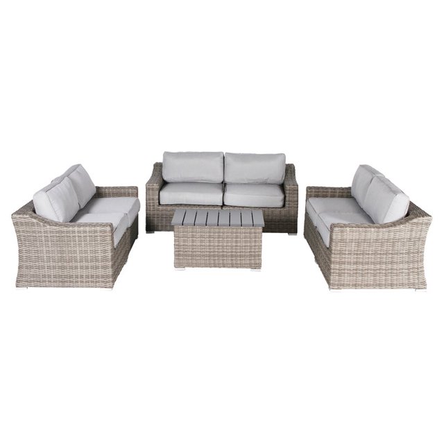 Living Source International Ensemble de Canapé Moderne en Rotin 7 Pcs avec Coussins Gris