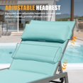 thumbnail image 5 of Lounge Chair Outdoor Set of 2, Outdoor Chaise Lounge Chairs with Side Table & Adjustable Headrest, Outdoor Lounge Chair with 5 Adjustable Position, Patio Chaise Lounge Chair for Beach, Yard, Lake Blue, 5 of 6