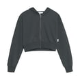thumbnail image 4 of FASHOFT Womens Cropped Zip Up Hoodie Long Sleeve Crop Hooded Jacket with Pocket Comfy Y2K Sweatshirt Streetwear Grey S, 4 of 4