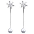thumbnail image 1 of Snowflake Earrings Fashion Long Fake Zircon Fake Pearl Earrings Dangle Earrings, 1 of 8