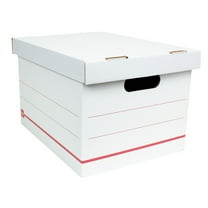 Office Depot® Brand Standard-Duty Corrugated Storage Boxes, Letter/Legal Size, 15" x 12" x 10", 60% Recycled, White/Red, Pack Of 15