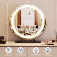 thumbnail image 5 of IDEALHOUSE 19" Round Vanity Mirror with Lights, Black Makeup Mirror, 3-Color Dimmable LED, Smart Touch, 360° Rotation, Tabletop Mirror for Bedroom and Dressing Room, Easy Install, 5 of 10