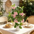 thumbnail image 2 of Artificial Phalaenopsis Branch, Faux Butterfly Orchid Stem with Green Leaves, Fake Floral Pick for Vase Bouquet Wall Indoor Home Decor Pink, 2 of 7
