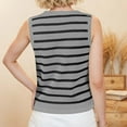 thumbnail image 2 of APEXFWDT Women’s V-Neck Button Front Knit Vest Cardigan Sleeveless Striped Lightweight Vest for Layering or Casual Wear,L,Dark Gray, 2 of 7