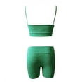 thumbnail image 5 of REORIAFEE Women Plus Size Casual Floral Loose Summer Beach Set Workout Sets Women Sleeveless 2 Piece Set Casual Short Pants Casual Yoga Outfit Sportswear Green M, 5 of 5