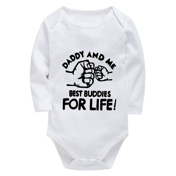 Daddy And Me Best Buddies For Life Newborn Outfit Boy Long Sleeve Neutral Baby Clothes Newborn White Baby Girl Onsie
