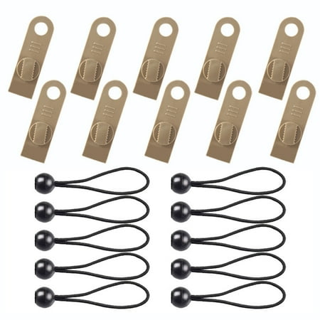 10pcs Tarp Clips with 10pcs Ball Bungee Cords 10pcs Carabiner Clip Lock Grip Clamps for Awning Camping Plastic Linoleum Tent Clips Tarp Clamps Tent Fastener Clips Tarpaulin Canvas Clips (Gray)