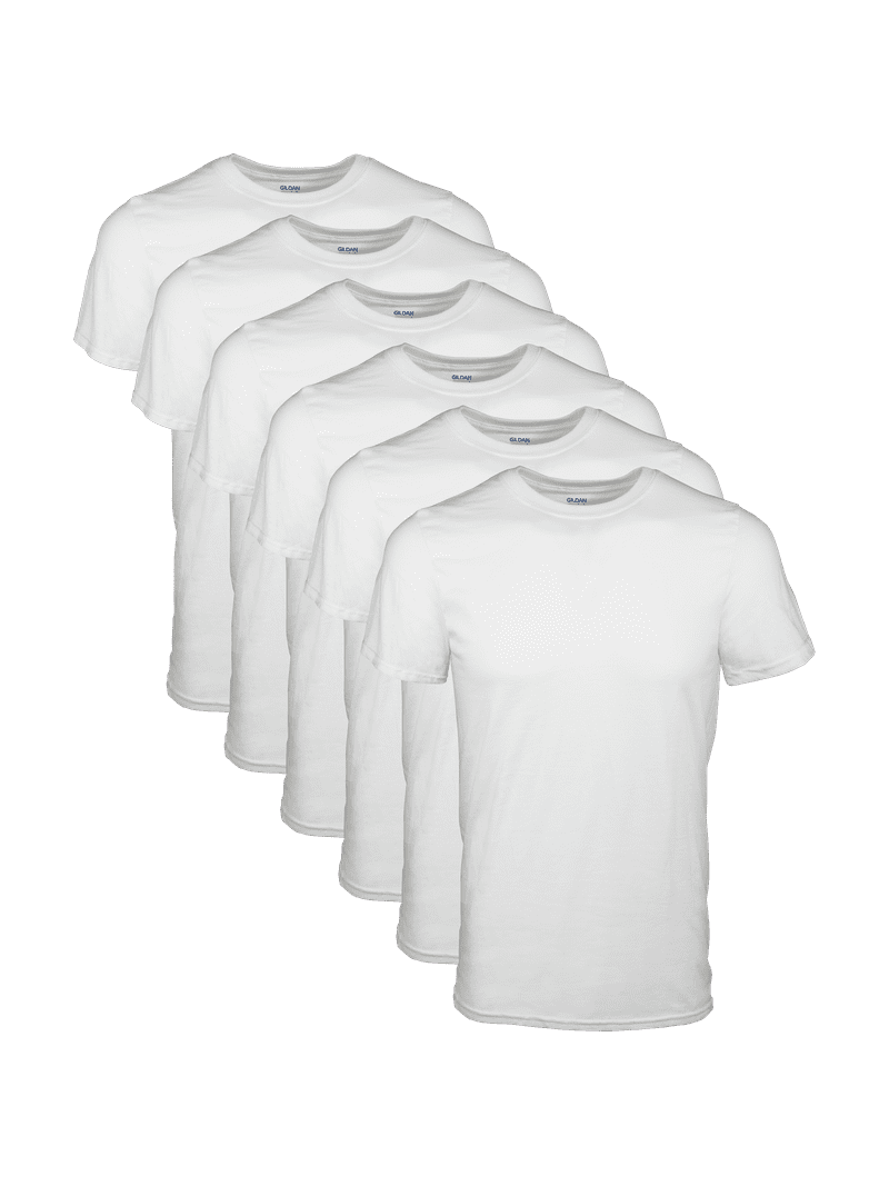 Gildan Men's White T-Shirt, Short Sleeve Crew, 6-Pack, Sizes