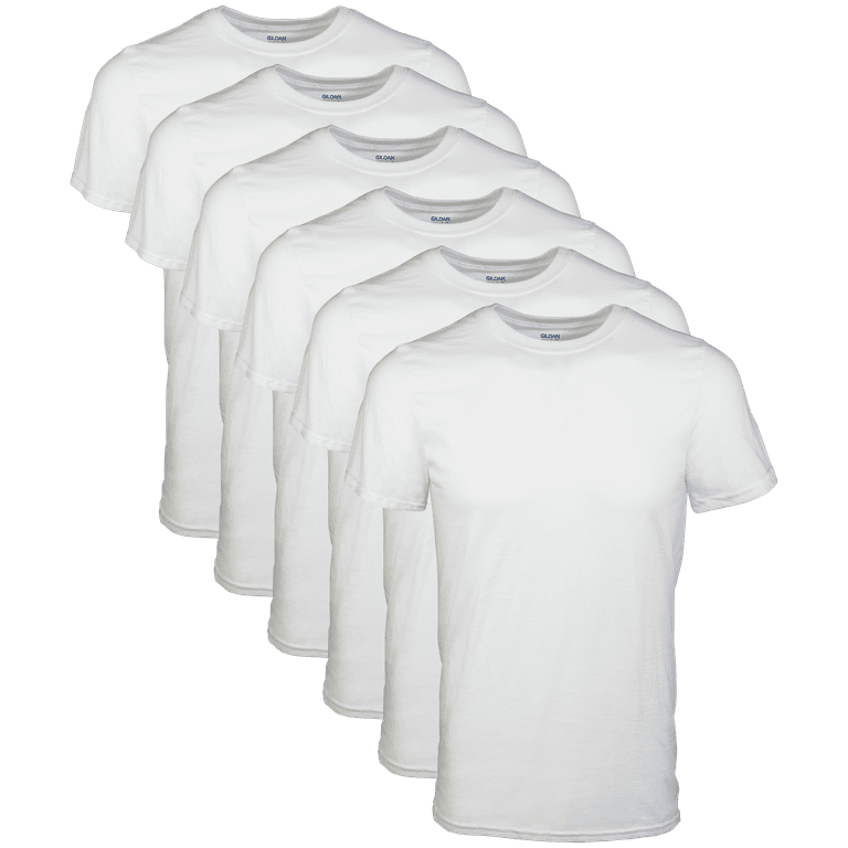 Gildan Adult Men's Short Sleeve Crew White T-Shirt, 6-Pack, Sizes