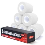 RISEN Cohesive Bandage Cohesive Bandage 2? x 5 Yards, 6 Rolls, Self Adherent Wrap Medical Tape, Adhesive Flexible Breathable First Aid Gauze Ideal for Stretch Athletic, Ankle Sprains &