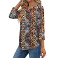 thumbnail image 3 of Fantaslook Womens Tops 3/4 Sleeve with Buttons Dressy Casual Blouses Summer Shirts Beach Vacation Trendy Clothes, 3 of 9
