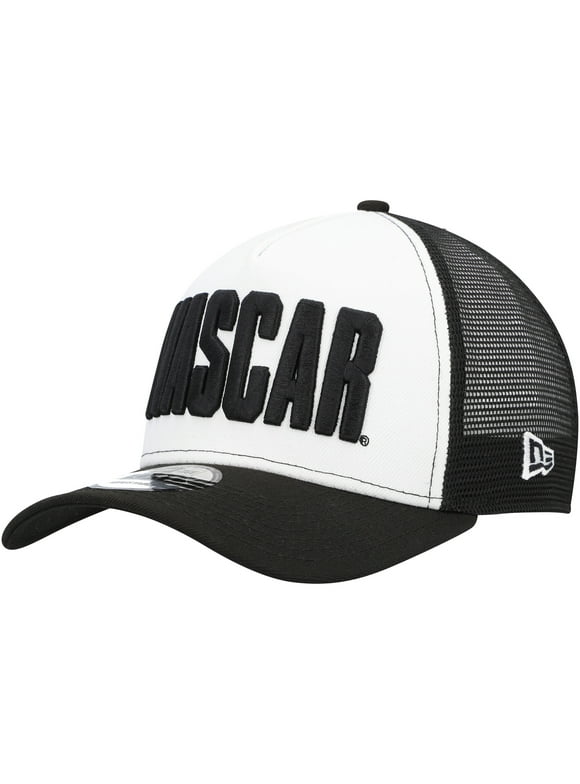 Men's New Era  Black/White NASCAR 9FORTY A-Frame Trucker Snapback Hat
