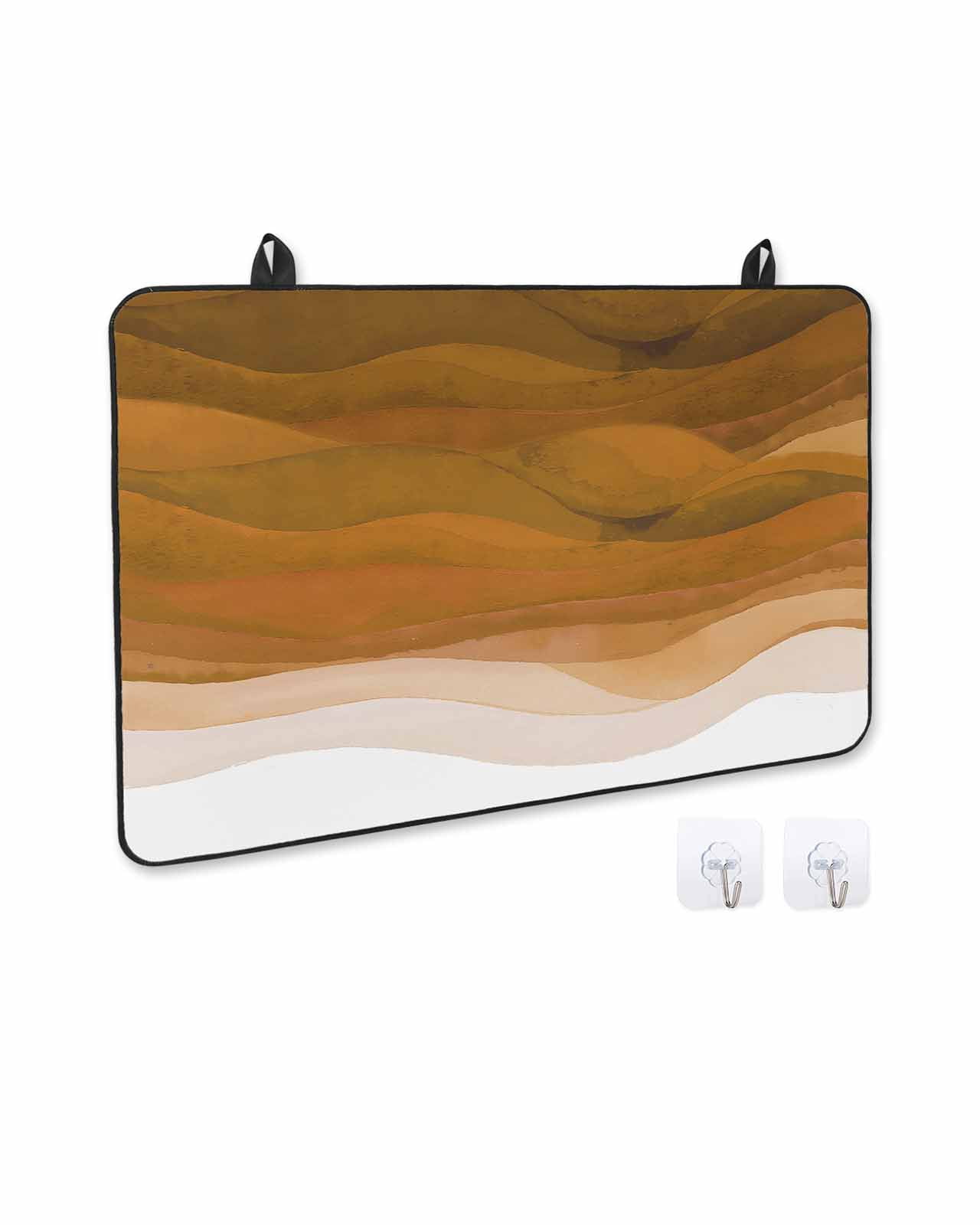 nqOlkjepod Large Induction Cooktop Protector Mat 24"x21", Burnt Orange Waves Stove Top Covers for Electric Stove, Ombre Coastal Ocean Water Abstract Stove Burner Cover Mats, Glass Top Stove Cover