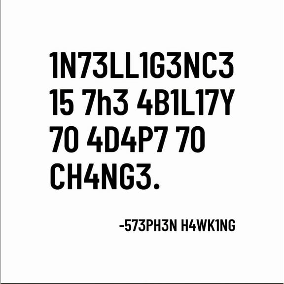 Vinyl Wall Art Decal - Intelligence is The Ability to Adapt to Change - Stephen Hawking - 21" x 22" - Modern Motivational Tricky Quote Sticker for Bedroom Living Room Office School Decor