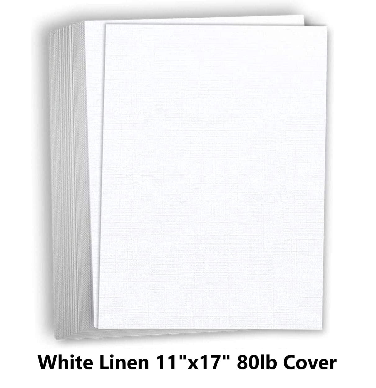 Hamilco White Linen Textured Cardstock Thick Paper - 11 x 17" Heavy Weight 80 lb Cover Card Stock - 25 Pack