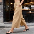 thumbnail image 4 of ibiyuan Womens Pants Elastic Waist Womens Palazzo Pants Baggy Trousers for Women Drawstring Lounge Pants Women with Pockets Business Casual Outfits, 4 of 8