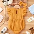 thumbnail image 5 of Glisme Onesies 0-3 Months Sleeveless Solid Color Romper Round Neck Jumpsuit Simple Daily Wear Coffee, 5 of 9