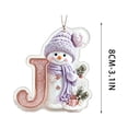 thumbnail image 3 of romoty Personalized Christmas Letter Ornaments, Cute Purple Snowman Initial Pendants, 2D Flat Acrylic Monogram Tree Car Mirror Decor, 3 of 7