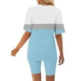 thumbnail image 6 of GERsome Womens 2 Piece Outfits Sweatsuits Summer Short Sleeve Loungewear Tracksuit Color Block V Neck Lounge Shorts Sets S-3XL, 6 of 6