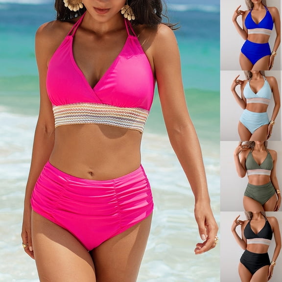 Women's Bikini Set Solid Color Two Piece Swimsuit with Removable Bra Pads No Underwire for Beach Swimming Vacation,Army Green,L