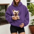thumbnail image 2 of lnmuld Women's Cat Dog Pouch Hoodie Oversized Sherpa Teddy Plush Pet Carrier Pullover Sweatshirt with Kangaroo Pocket Drawstring Long Sleeve Size:L, 2 of 6