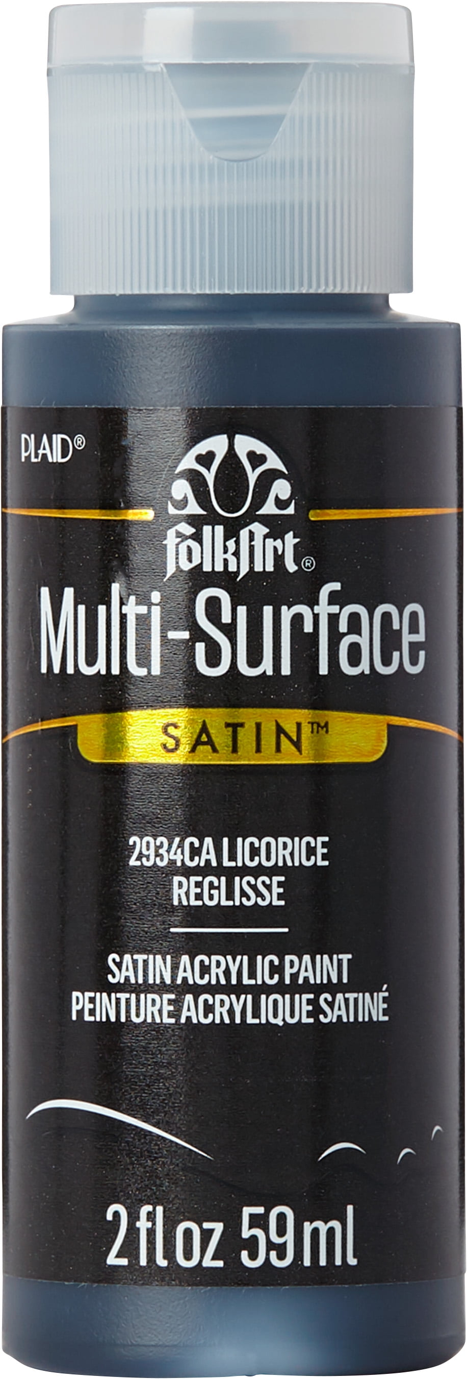FolkArt Multi-Surface Acrylic Craft Paint, Satin Finish, Licorice, 2 fl oz