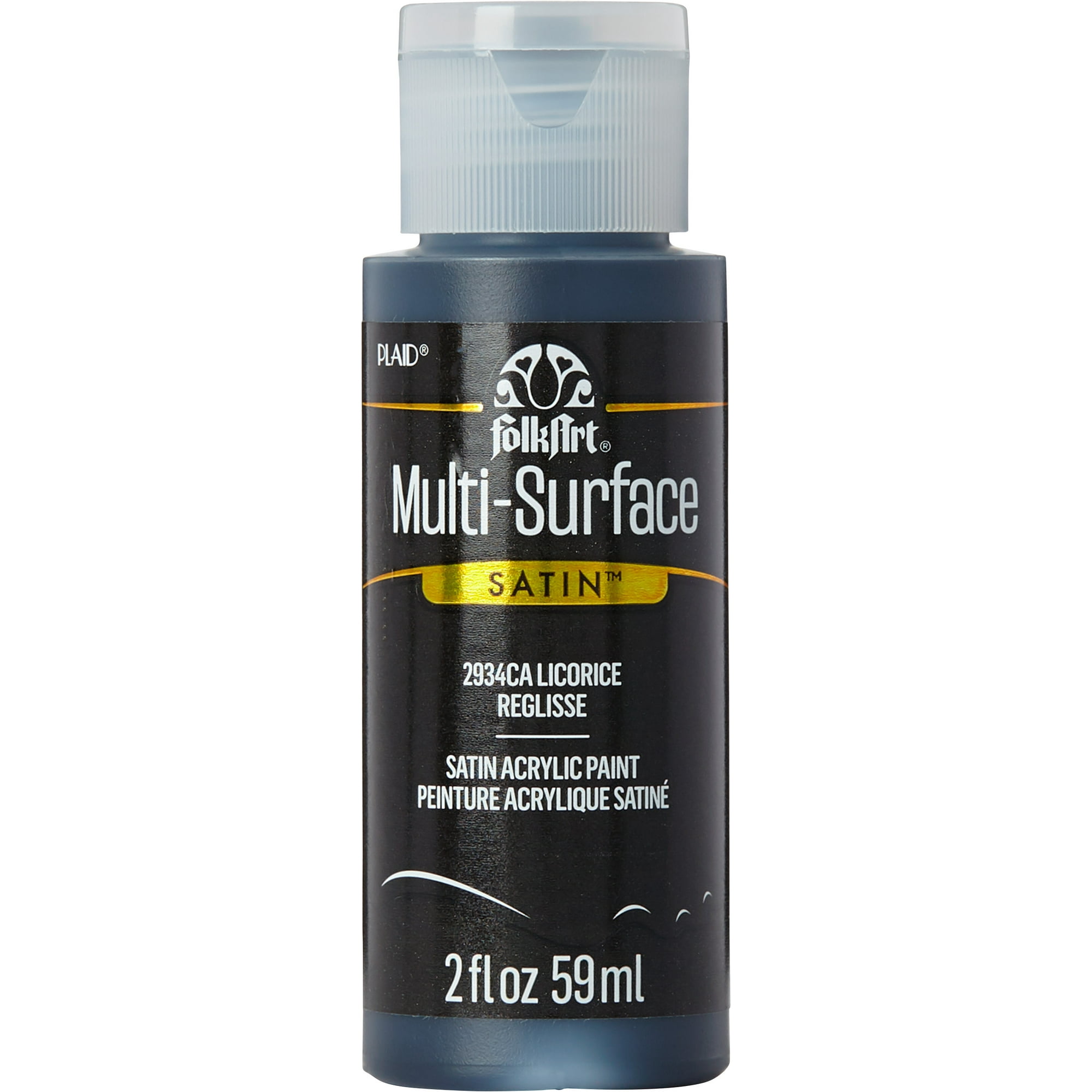 FolkArt Multi-Surface Acrylic Craft Paint, Satin Finish, Licorice, 2 fl oz