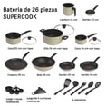 thumbnail image 2 of Batería de Cocina Supercook de 26 piezas Color Verde Lichen con Antiadherente Titanium tecnología Thermo Señal fácil limpieza base difusora, 2 of 7